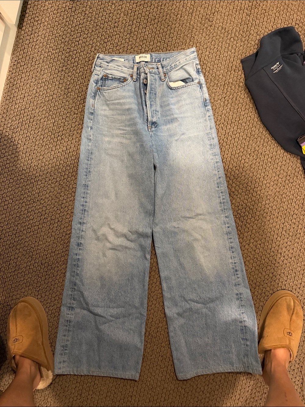 Agolde Light Blue High-Rise Wide Leg Jeans Dame Style inseam 31